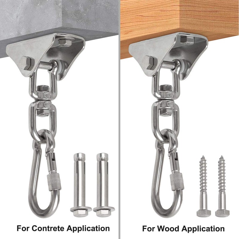 Vigorport Hammock Hanging Chair Hardware kit  1000LB Capacity Heavy Duty 360Rotate Swing Antirust Stainless Steel 304S Safety Lock Carabiner Hooks for Swing Set Chair Yoga Multiple Indoor Outdoor Gym Sandbag - Image 2